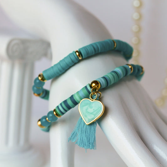 Aqua Aura – Mehrlagiges Katsuki-Wickelarmband mit Natursteinperlen