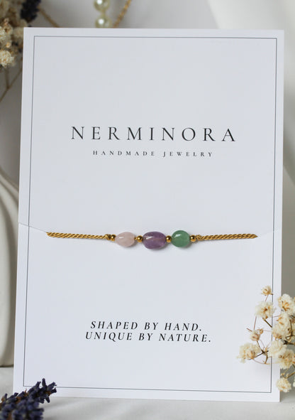 Garden Alchemy – Armband mit Aventurin, Amethyst & Rosenquarz