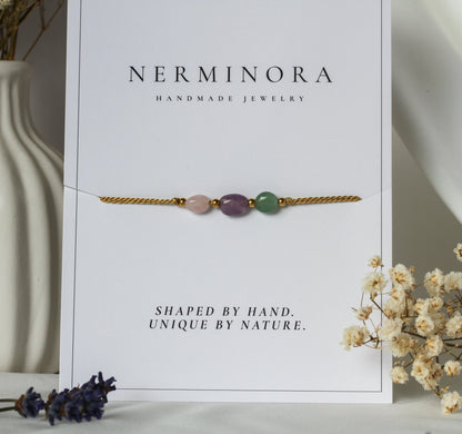 Garden Alchemy – Armband mit Aventurin, Amethyst & Rosenquarz
