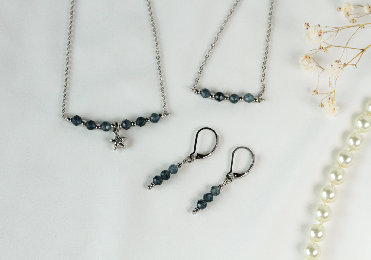 Sapphire Starlight – Schmuckset mit Saphir und Sternanhänger