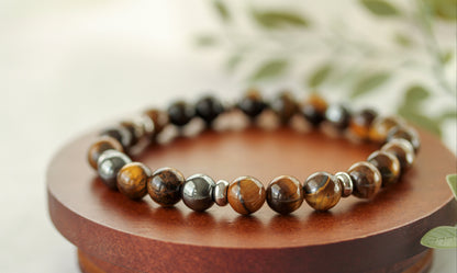 Golden Shadow – Herrenarmband aus Tigerauge und Hämatit