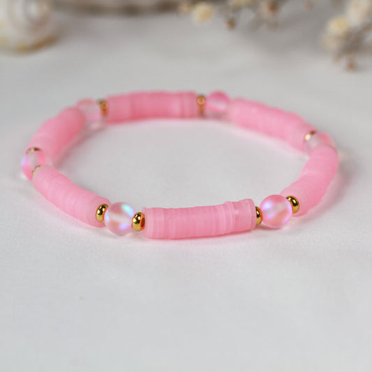 Pink Aura – Katsuki-Armband mit schimmernden Perlen