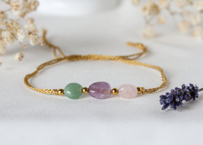 Garden Alchemy – Armband mit Aventurin, Amethyst & Rosenquarz