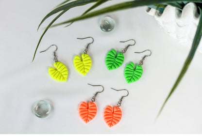 Neon Monstera – Ohrringe
