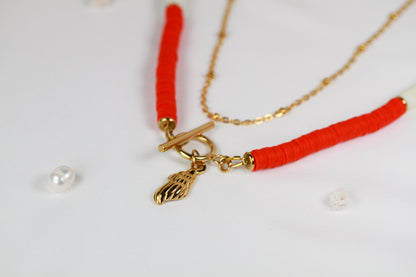 Red Shell Charm - Halskette