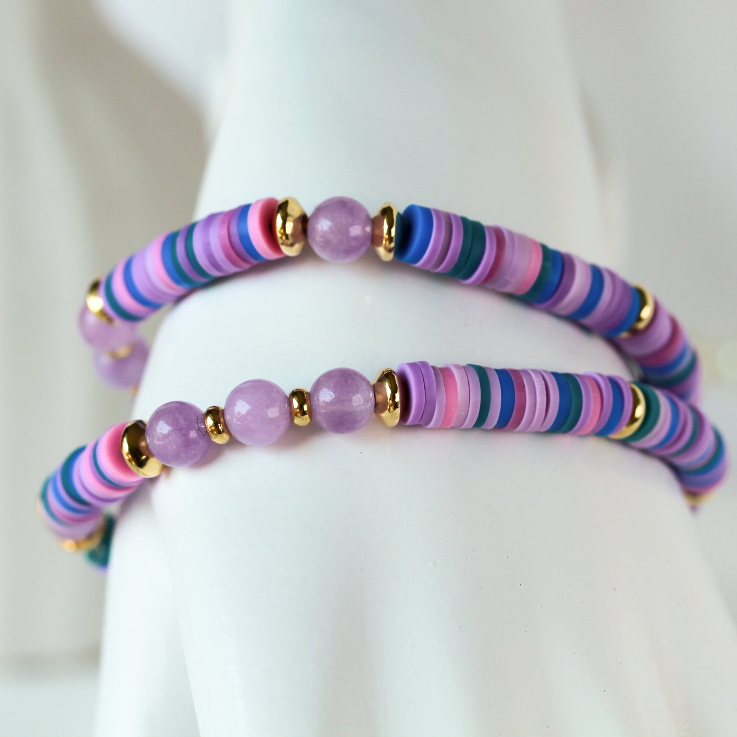 Purple Galaxy – Lila Katsuki-Wickelarmband mit Natursteinperlen