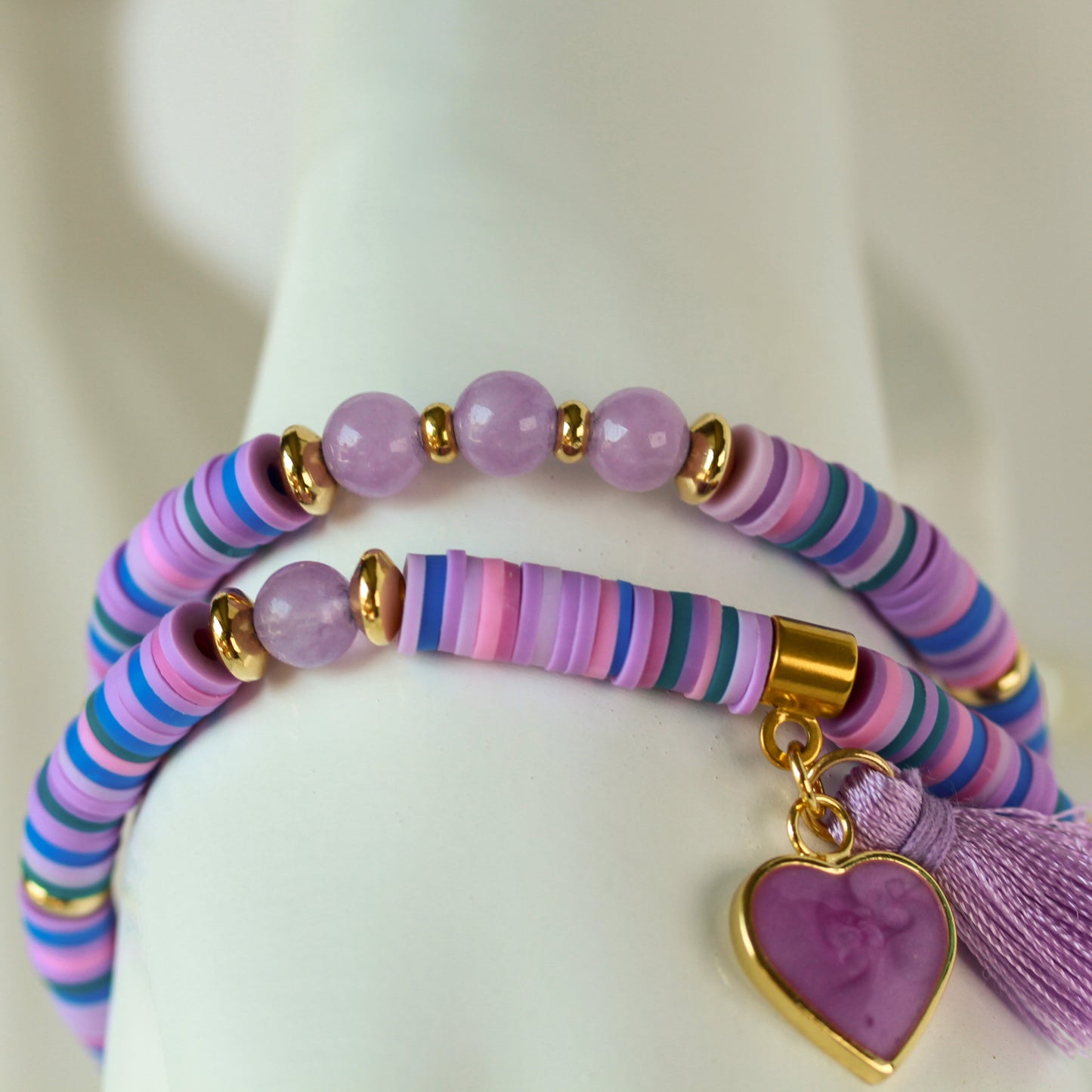 Purple Galaxy – Lila Katsuki-Wickelarmband mit Natursteinperlen