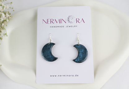 Mondschimmer Ohrringe – Polymer Clay Mond-Ohrringe mit Schimmereffekt
