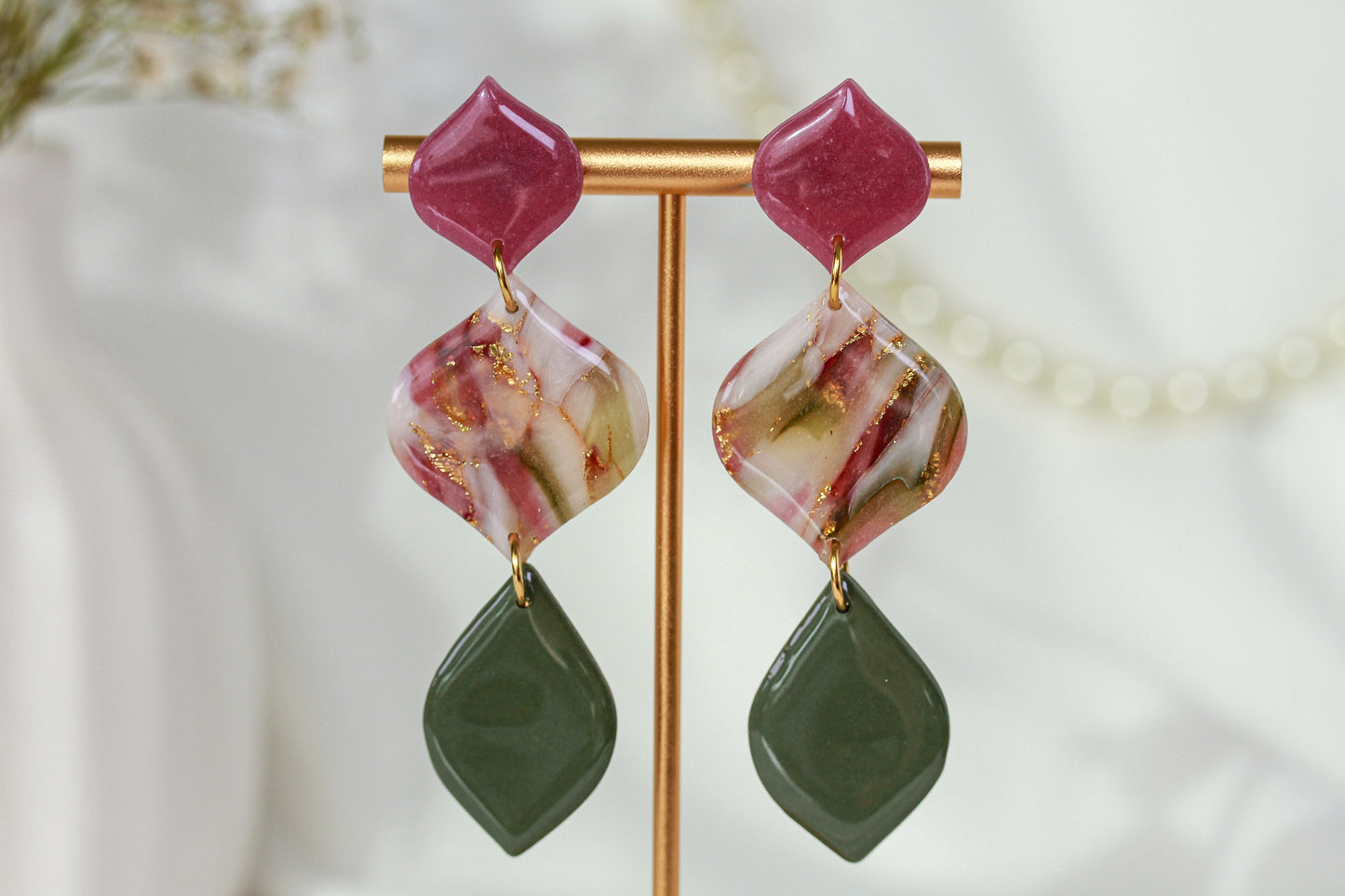 Rosewood Berry Olive Swing – Ohrringe