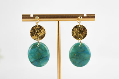 Türkis-Gold Ohrringe – Elegante Polymer Clay Statement Ohrringe