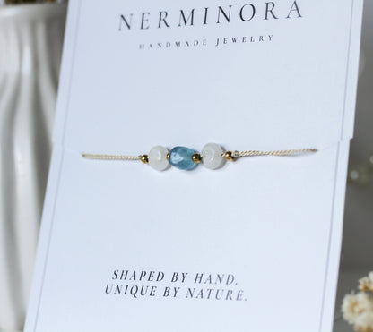 Glacier Light – Armband mit Aquamarin & Mondstein