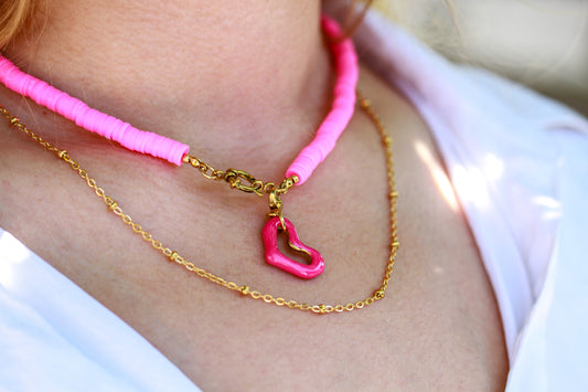 Hot Pink Heart - Halskette