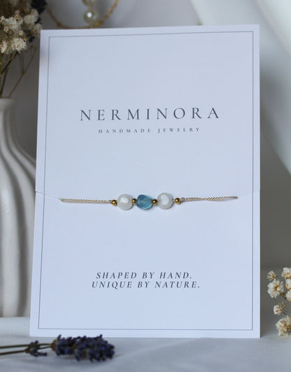 Glacier Light – Armband mit Aquamarin & Mondstein