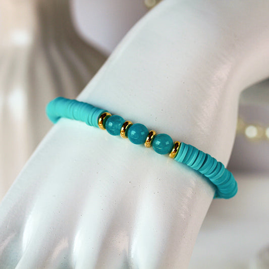 Turquoise Pearl – Türkises Katsuki-Armband mit Natursteinperlen