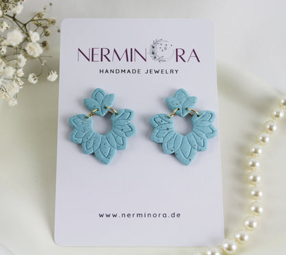 Türkise Oriental Boho Ohrringe – Handgefertigte Polymer Clay Statement Ohrringe