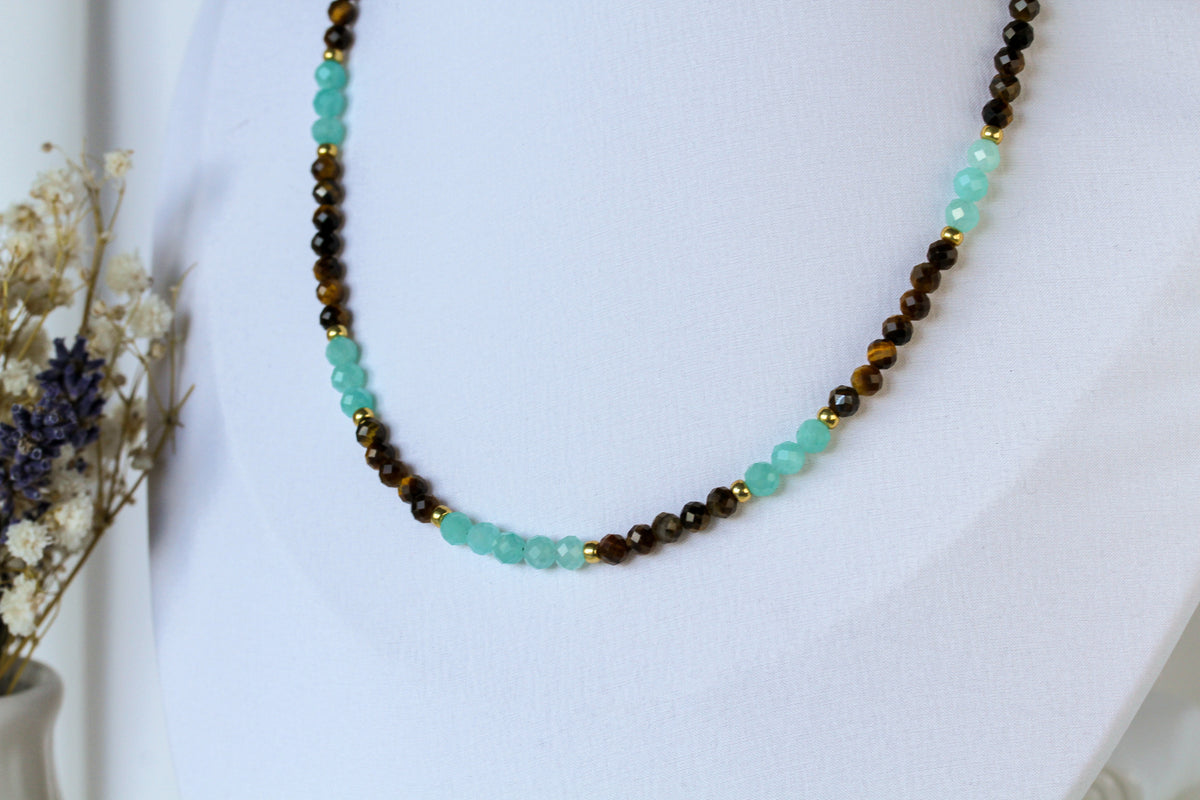 Amber Lagoon – Schmuckset mit Tigerauge und Amazonit