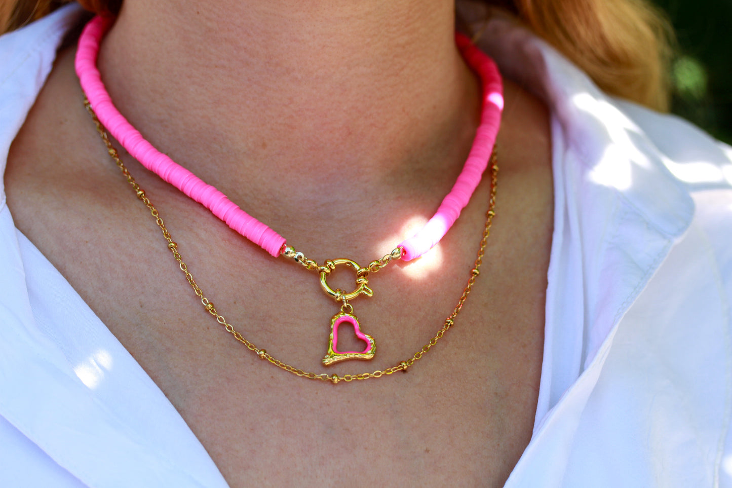 Pink Heart Frame - Halskette