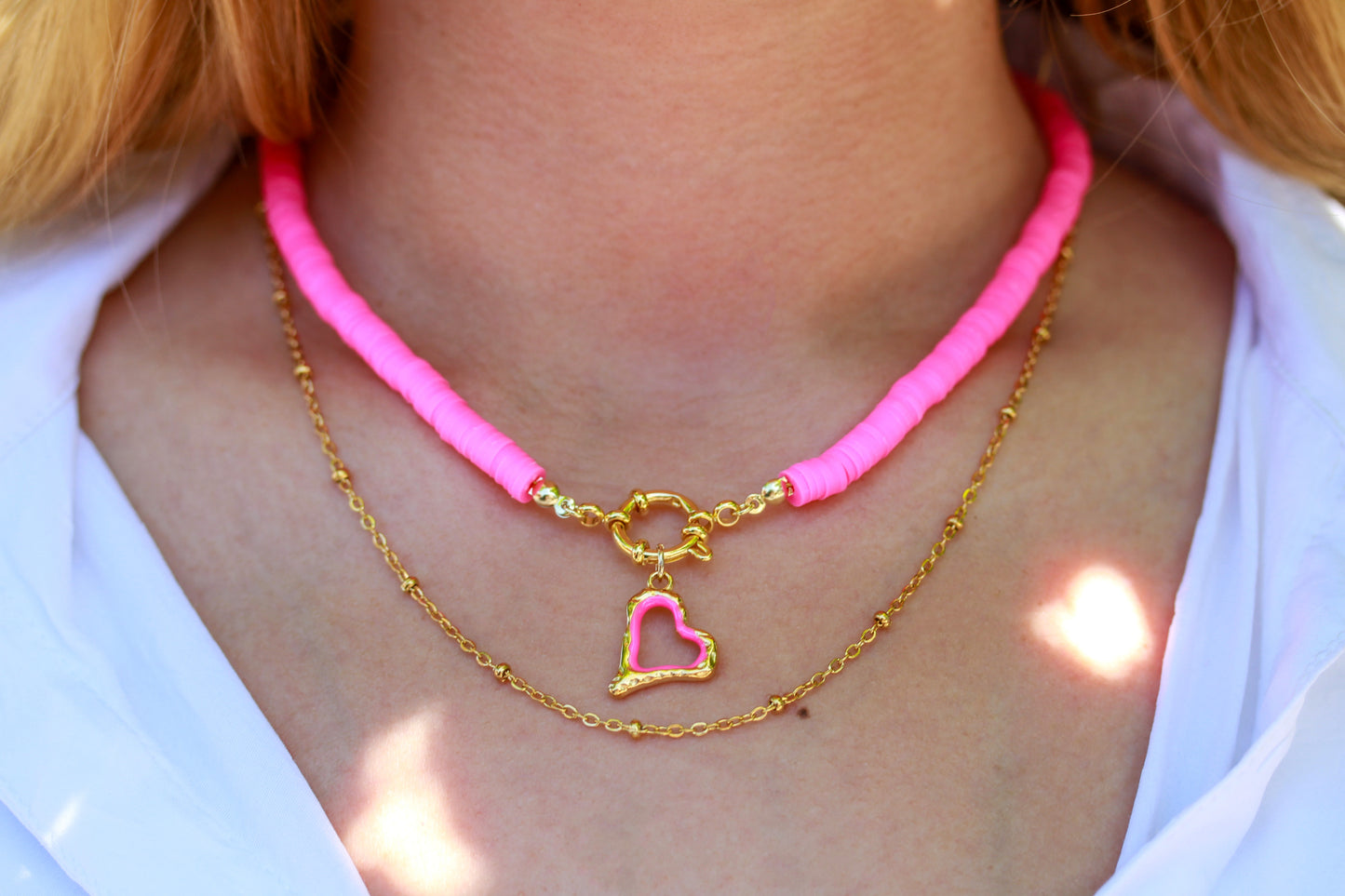 Pink Heart Frame - Halskette
