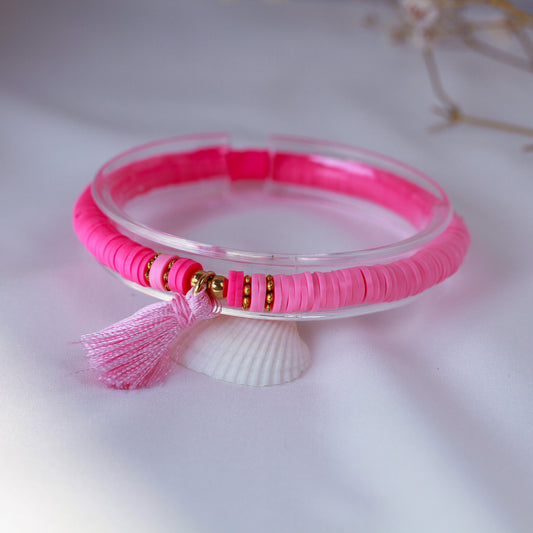 Berry Sorbet – Katsuki Armband in Pink & Gold mit Quaste