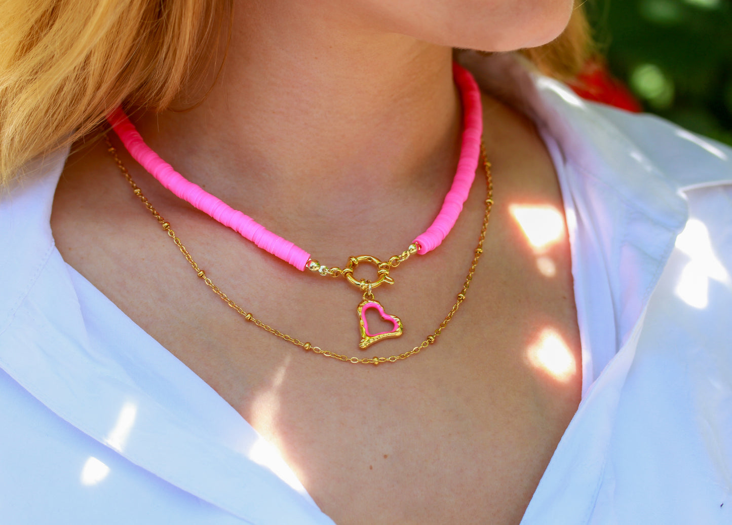 Pink Heart Frame - Halskette