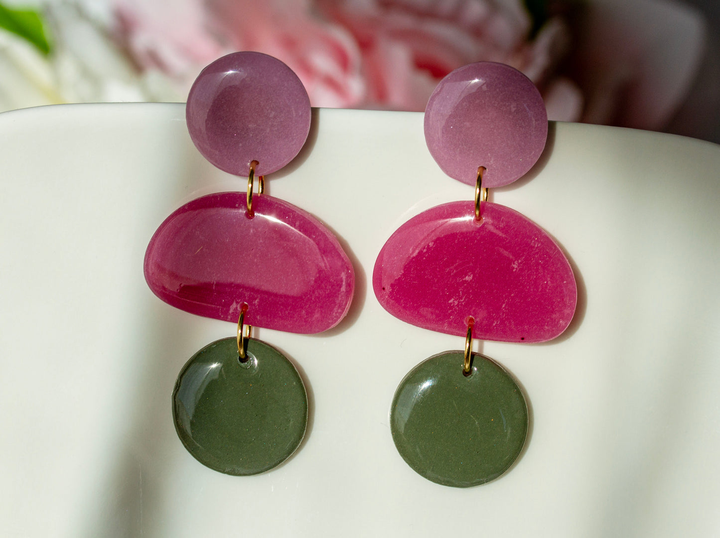 Berry Olive Color Block – Ohrringe