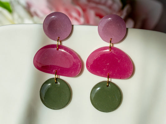 Berry Olive Color Block – Ohrringe