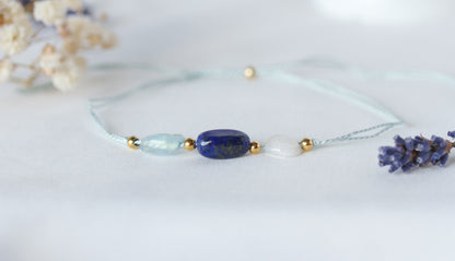 Ocean Passage – Armband mit Aquamarin,  Lapis Lazuli & Mondstein