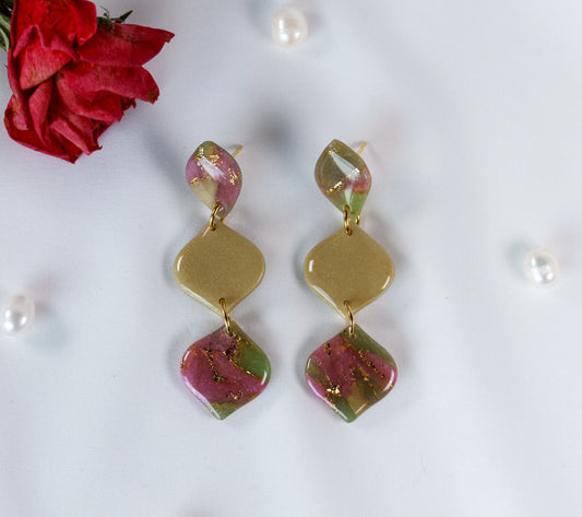 Olive Geometry Glow – Ohrringe