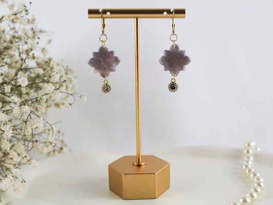 Rosa Blau Grau Goldmarmor Ohrringe