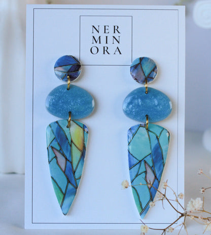 Ocean Mosaic Collection – Geometrische Ohrringe in Ozeanblau