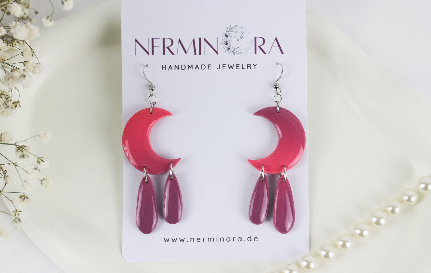 Statement Mond Farbverlauf Polymer Clay Ohrringe