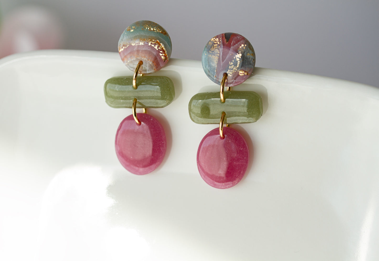Little Rose Gilded Marble Dangles