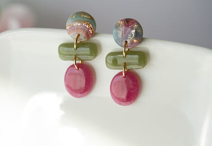 Little Rose Gilded Marble Dangles
