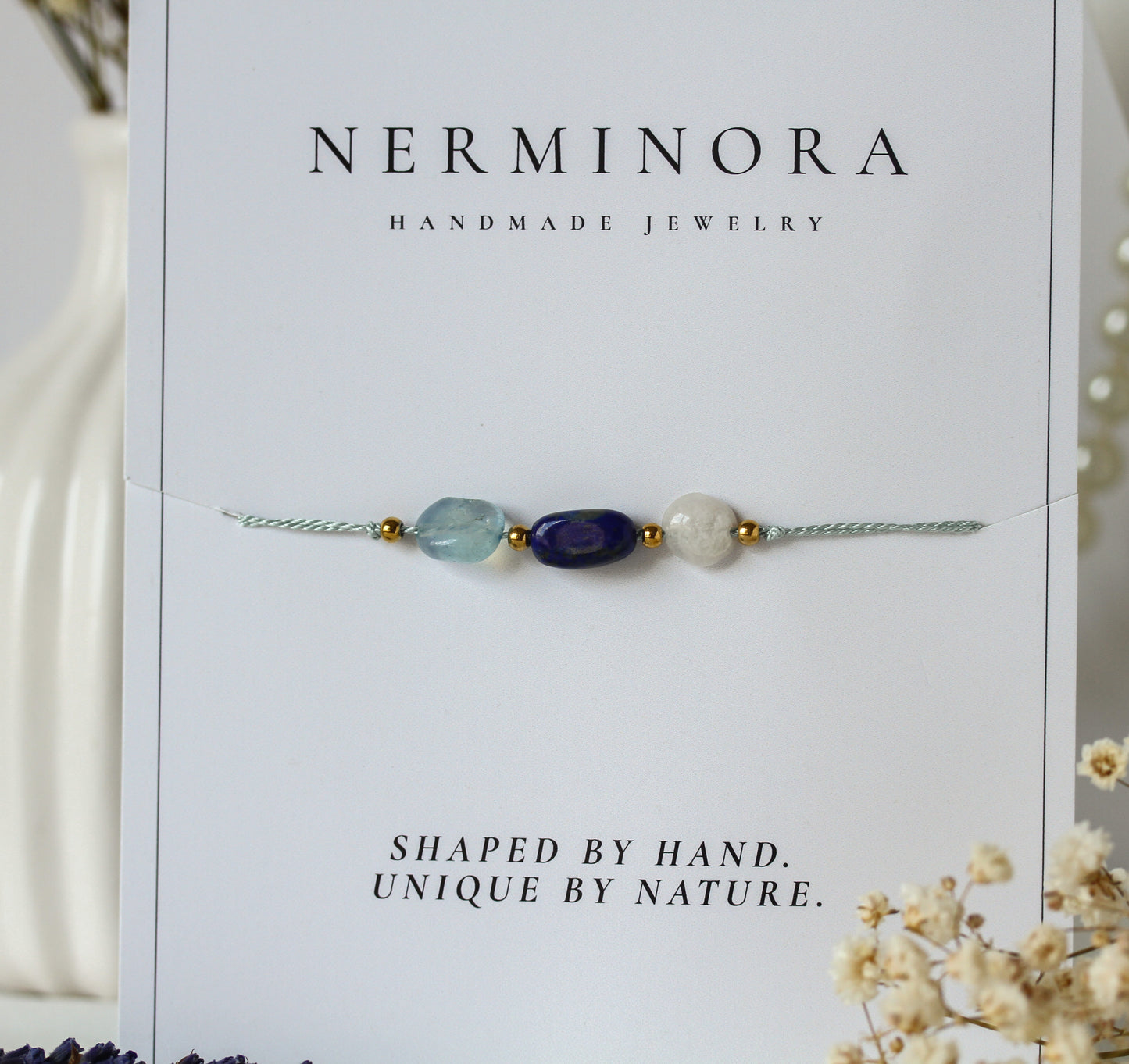 Ocean Passage – Armband mit Aquamarin,  Lapis Lazuli & Mondstein