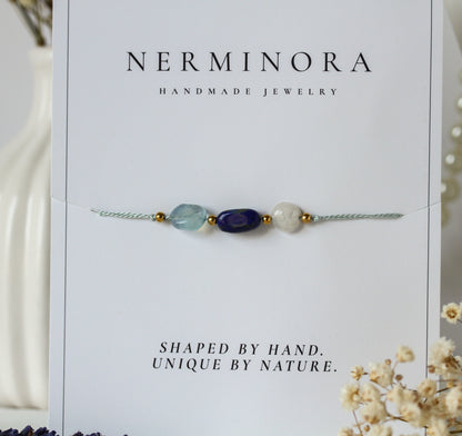 Ocean Passage – Armband mit Aquamarin,  Lapis Lazuli & Mondstein