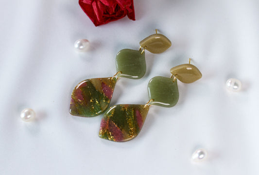 Olive Glow Trio – Ohrringe