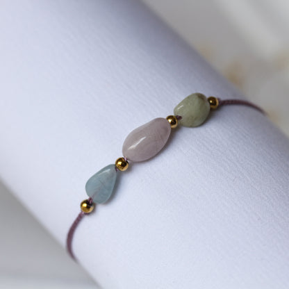 Garden Tides - Armband mit Prehnit, Rosenquarz & Aquamarin