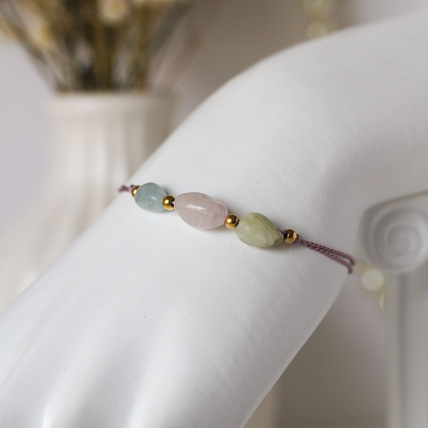 Garden Tides - Armband mit Prehnit, Rosenquarz & Aquamarin