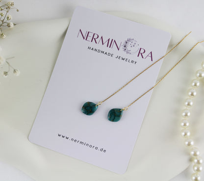 Türkis-Grün Goldmarmor Ohrringe – Elegante Polymer Clay Designs | Kollektion Viridia