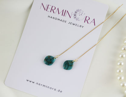 Türkis-Grün Goldmarmor Ohrringe – Elegante Polymer Clay Designs | Kollektion Viridia