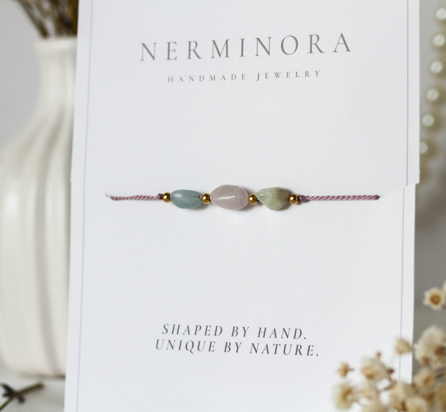 Garden Tides - Armband mit Prehnit, Rosenquarz & Aquamarin