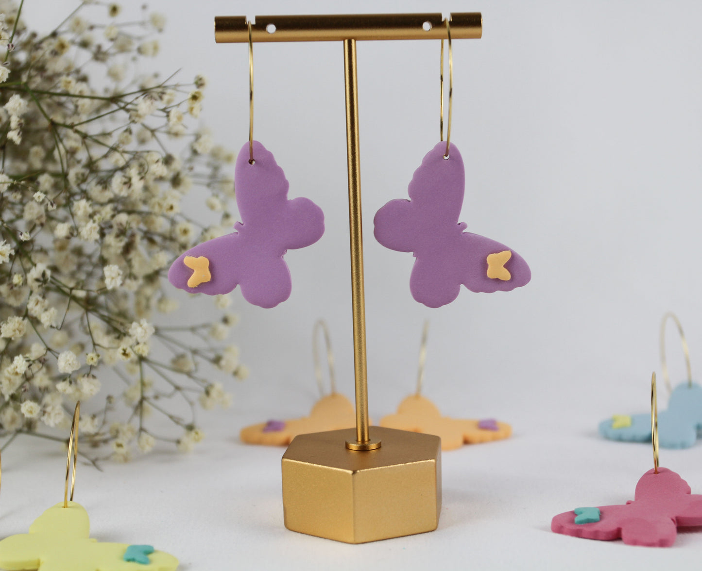 Bunte Schmetterling Polymer Clay Ohrringe Creolen Butterfly