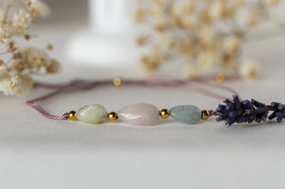 Garden Tides - Armband mit Prehnit, Rosenquarz & Aquamarin