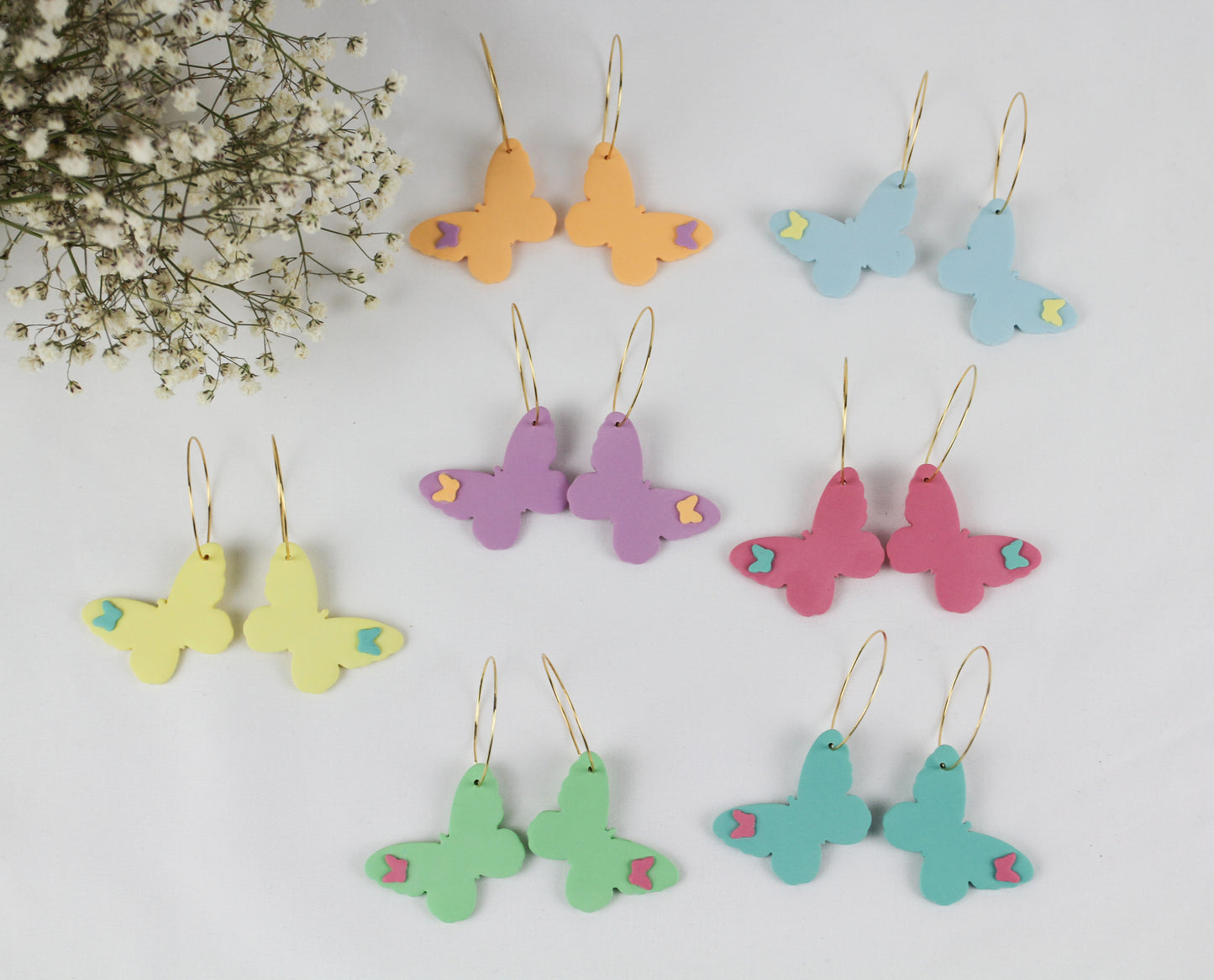 Bunte Schmetterling Polymer Clay Ohrringe Creolen Butterfly