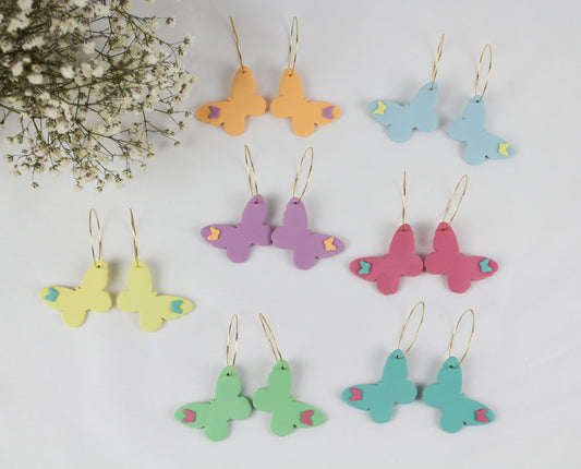 Bunte Schmetterling Polymer Clay Ohrringe Creolen Butterfly