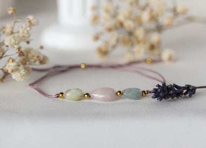 Garden Tides - Armband mit Prehnit, Rosenquarz & Aquamarin