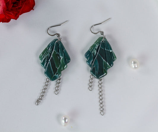 Green Marble Chain – Ohrringe