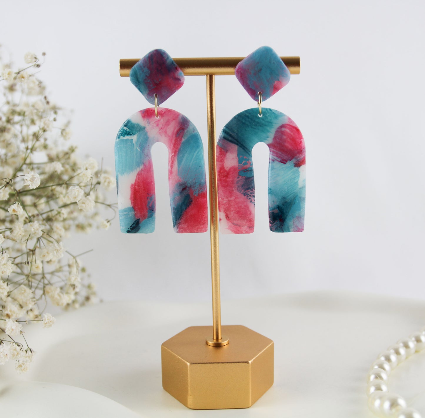 Sommer Ohrringe & Ohrstecker Set – Handgemachte bunte Polymer Clay Statement Pieces