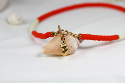 Red Shell Charm - Halskette