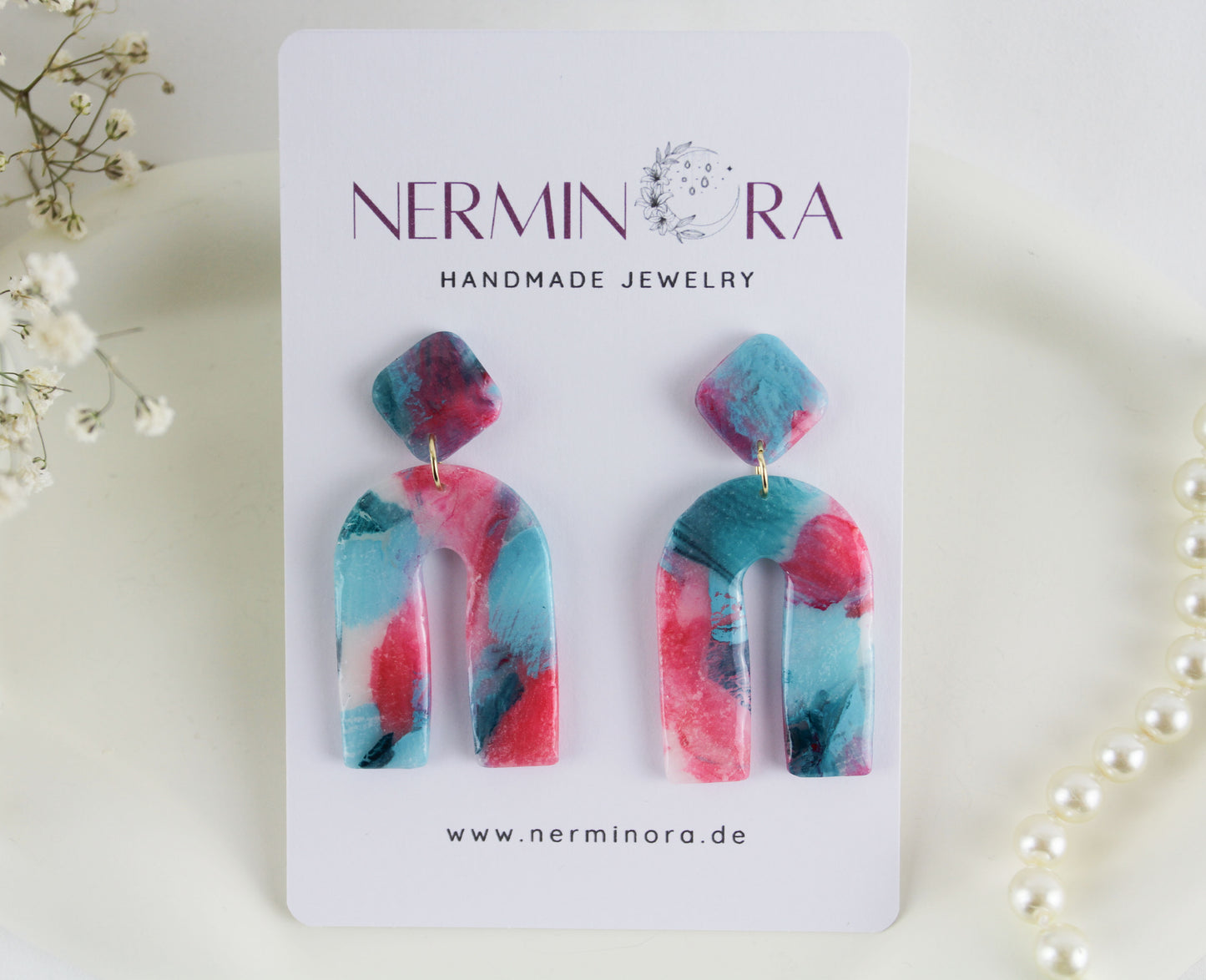 Sommer Ohrringe & Ohrstecker Set – Handgemachte bunte Polymer Clay Statement Pieces